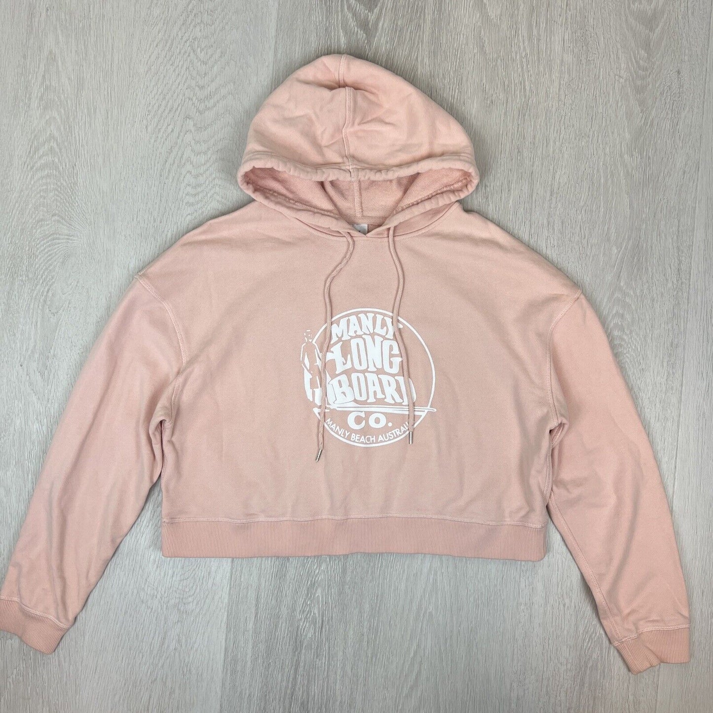 Manly Long Board Company Manly Beach Australia Womens Pink Cropped Hoodie Size M