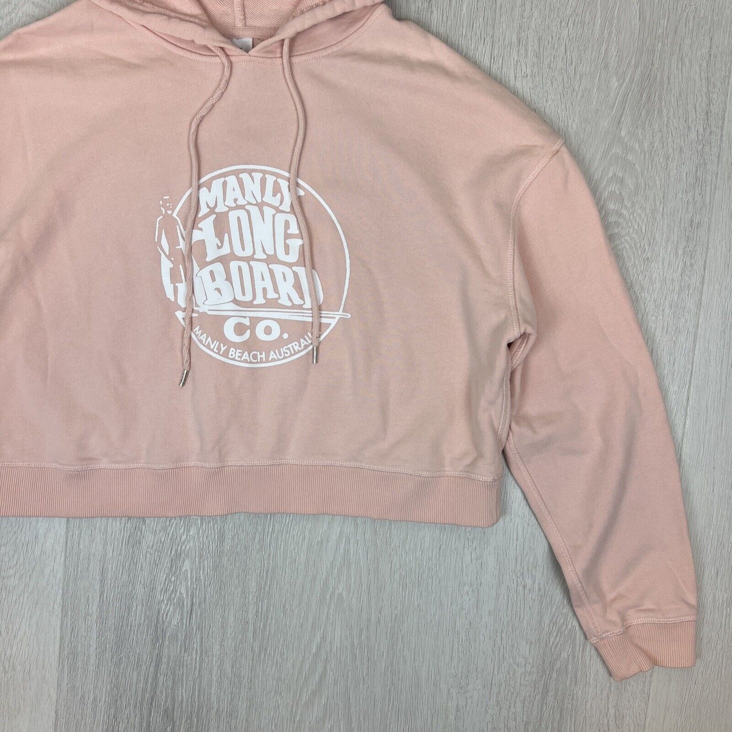 Manly Long Board Company Manly Beach Australia Womens Pink Cropped Hoodie Size M