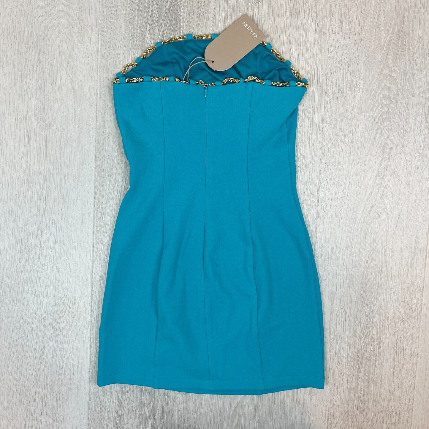 Meshki Womens Aqua Noelle Chain Mini Dress Sizs XS (New)