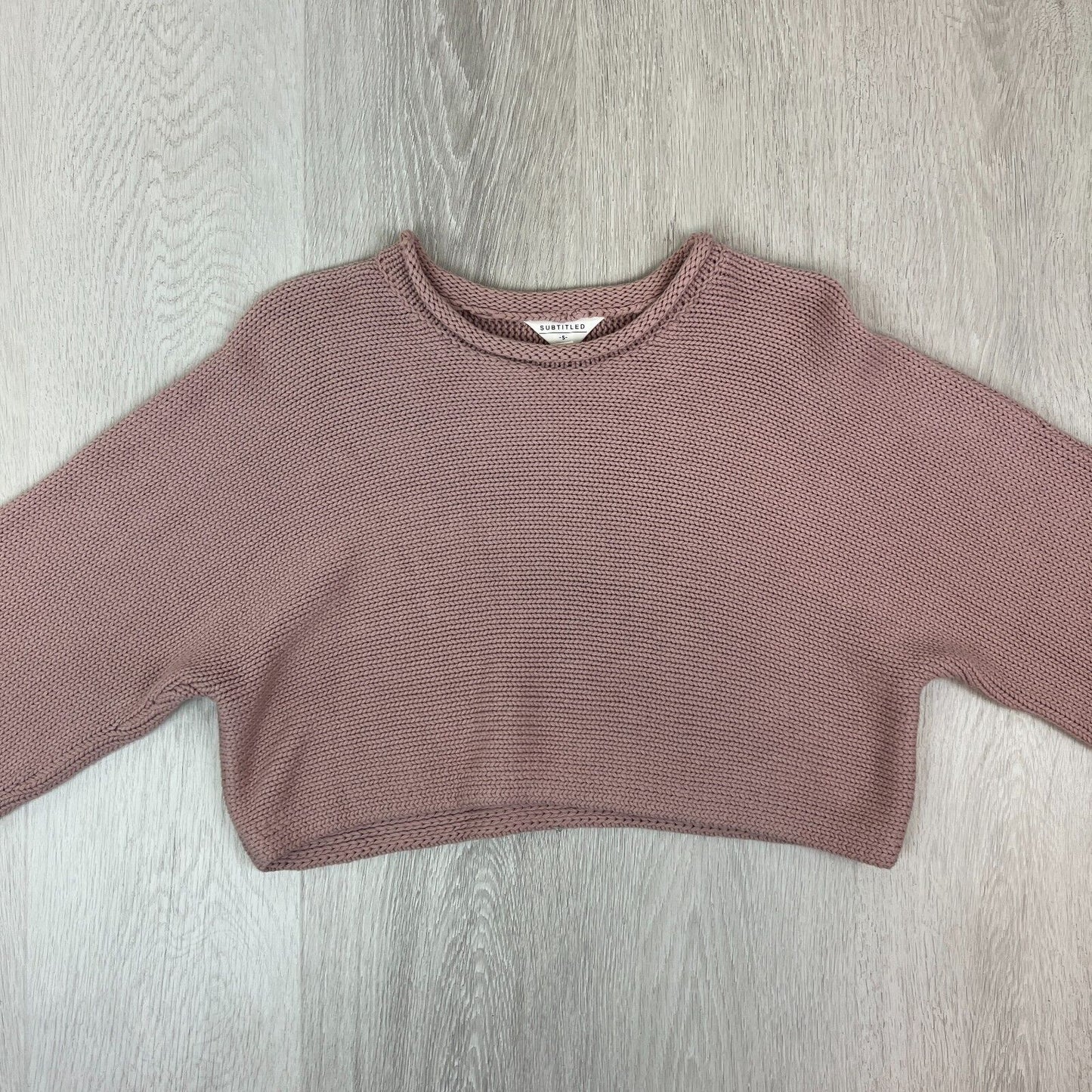 Subtitled Womens Pink Knitted Pullover Cropped Sweatshirt Jumper Size Small