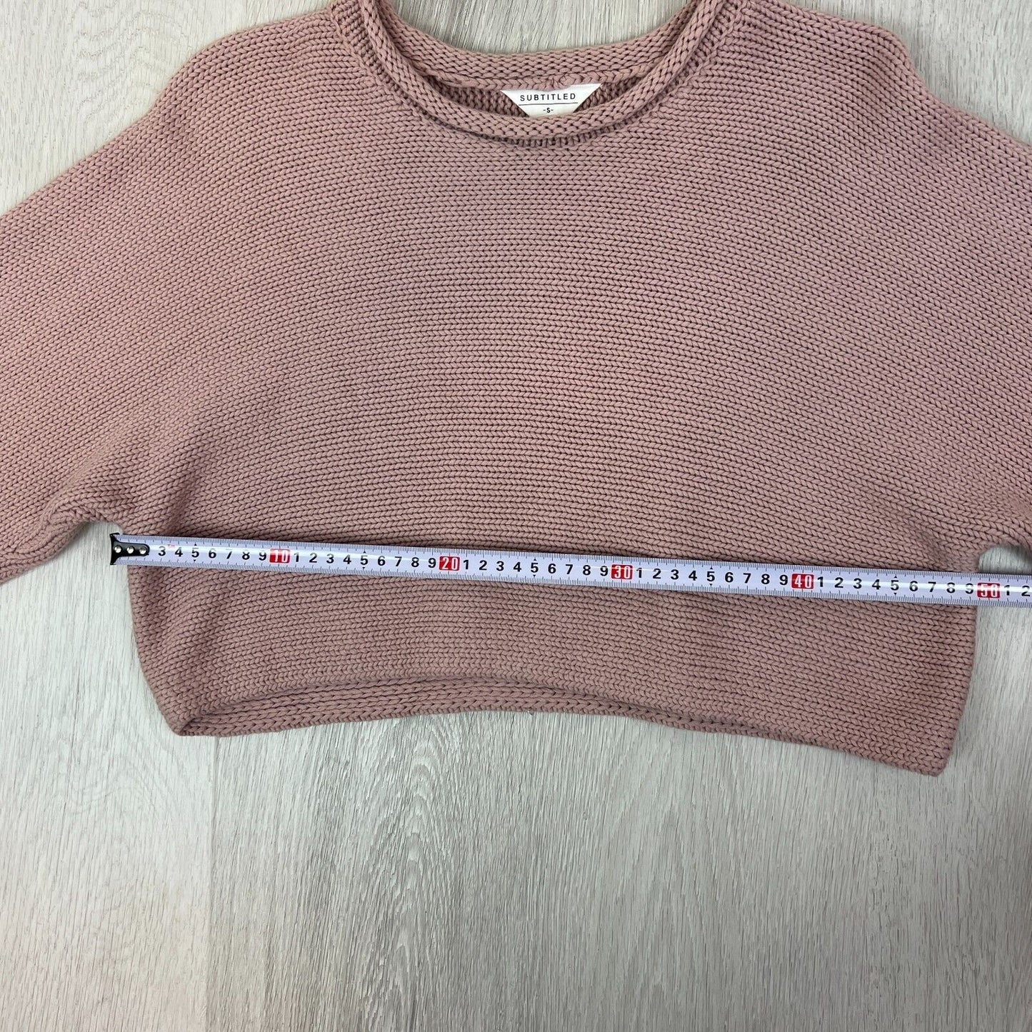 Subtitled Womens Pink Knitted Pullover Cropped Sweatshirt Jumper Size Small