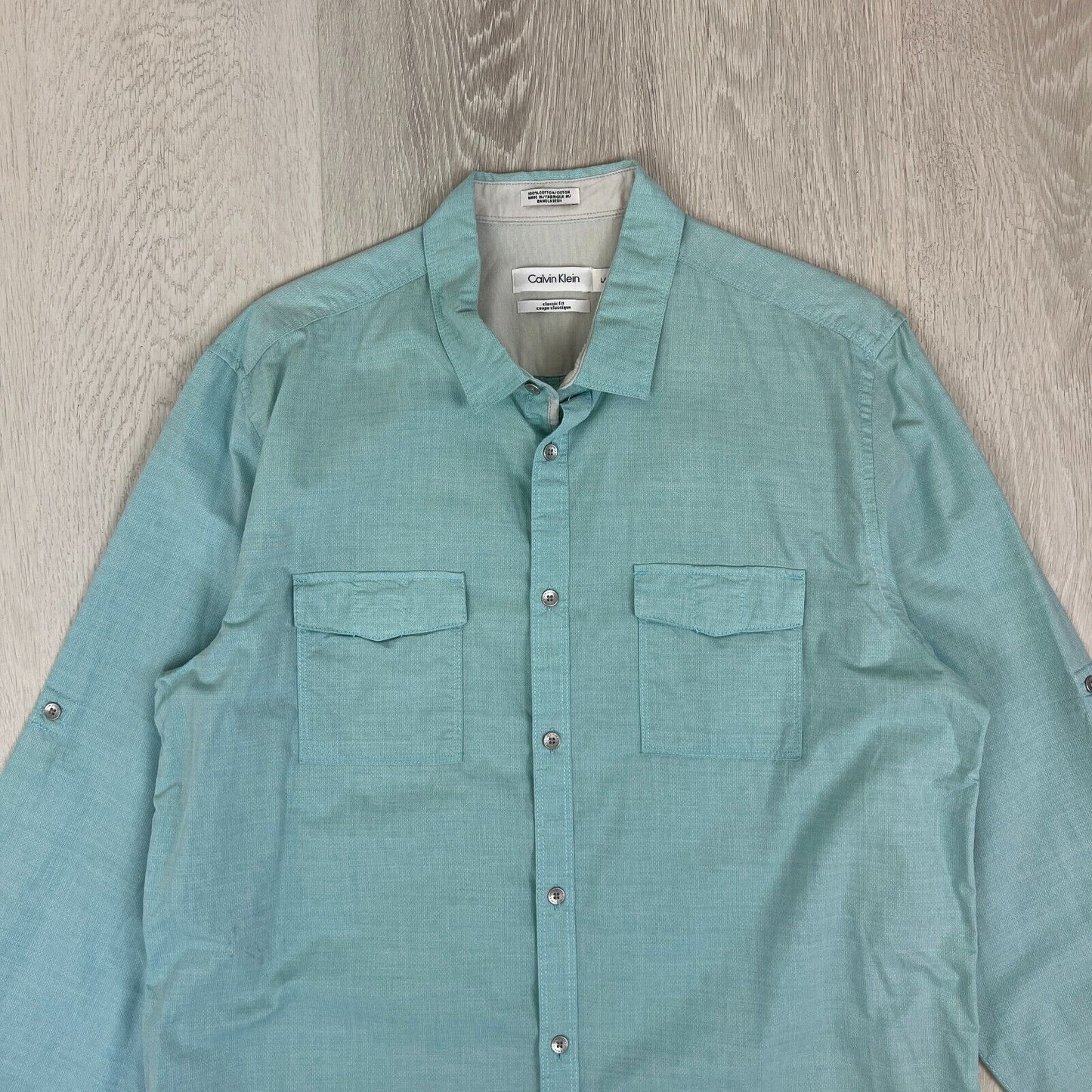 Calvin Klein Classic Fit Mens Long Sleeve Button Up Shirt Size Large