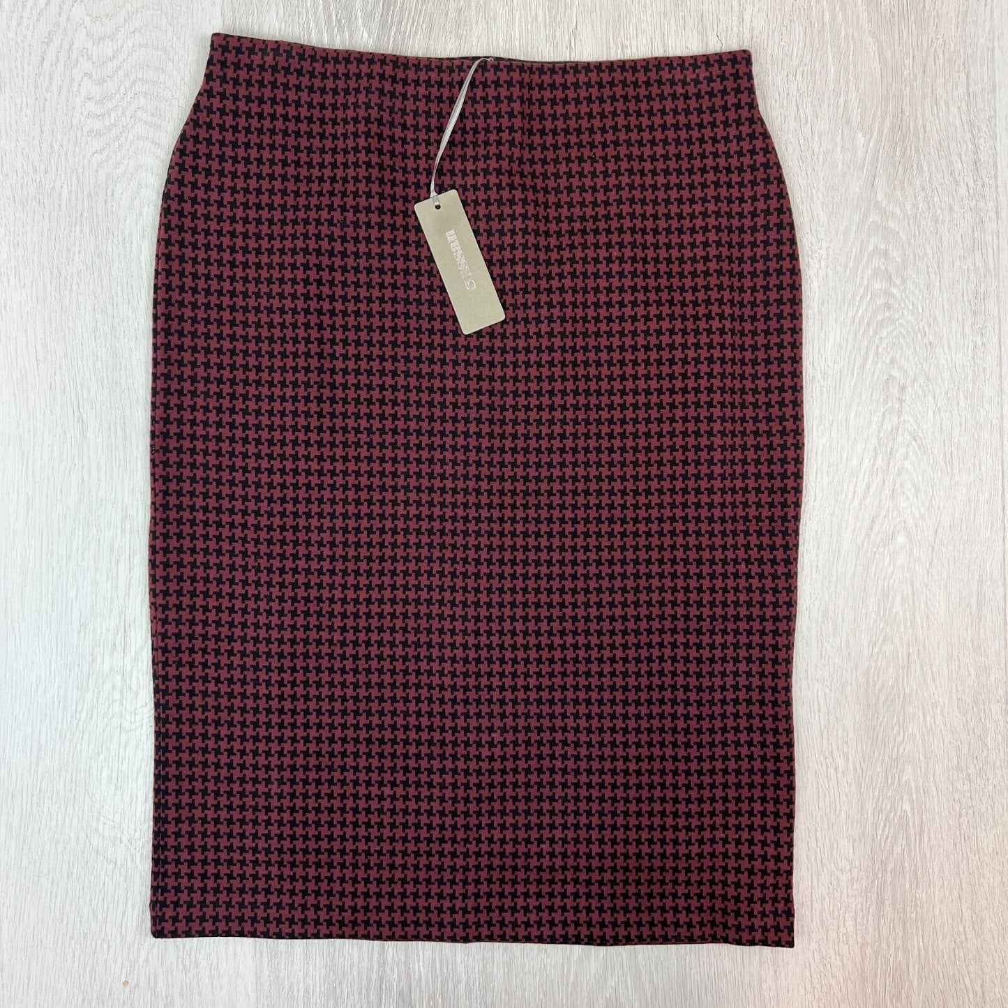 Sussan Womens Houndstooth Pattern Wool Blend Pencil Skirt Size M (NEW)