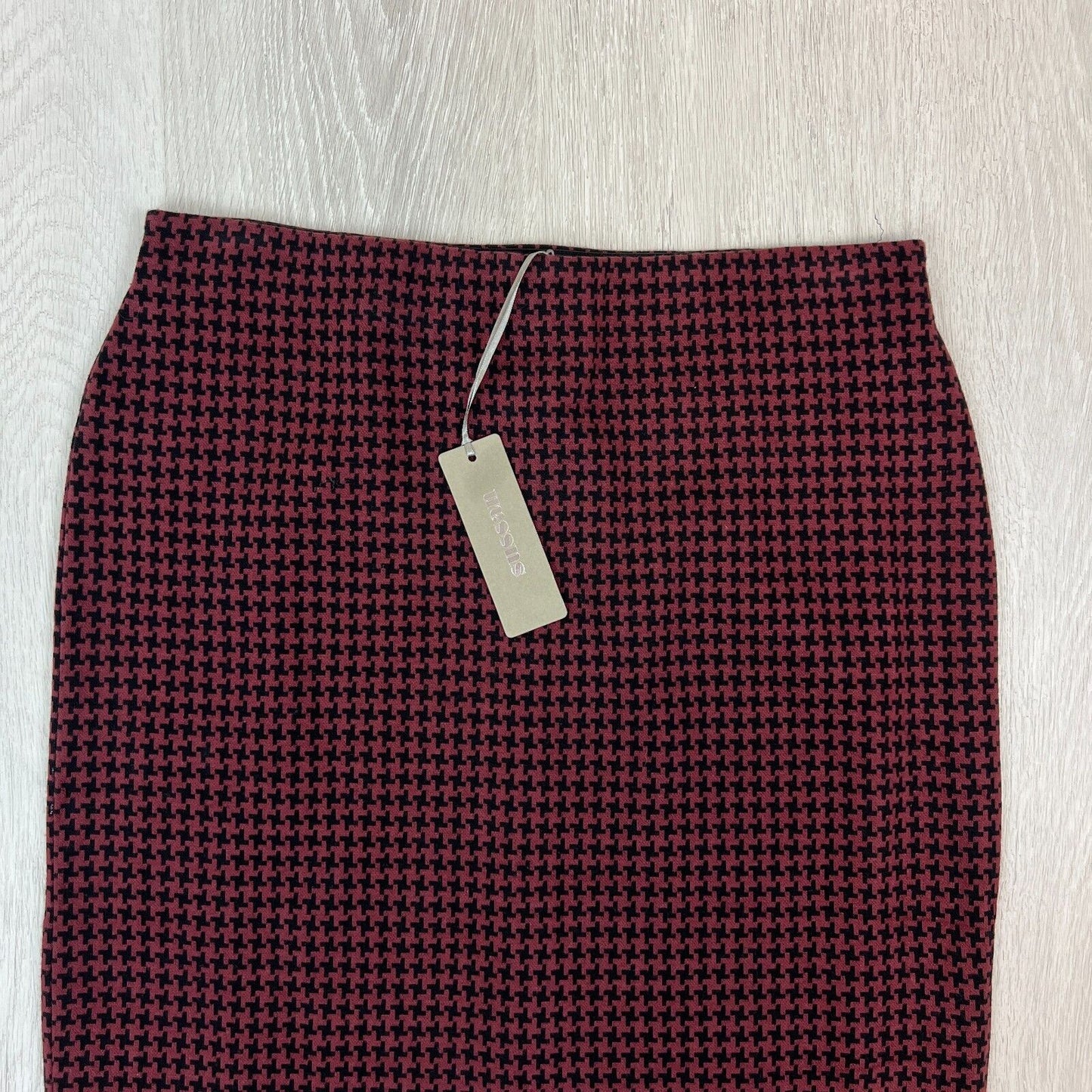 Sussan Womens Houndstooth Pattern Wool Blend Pencil Skirt Size M (NEW)