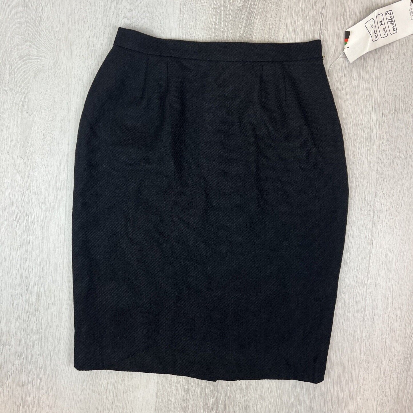 Peter Metchev Womens Wool Black Pencil Straight Skirt Size 14 (NEW)