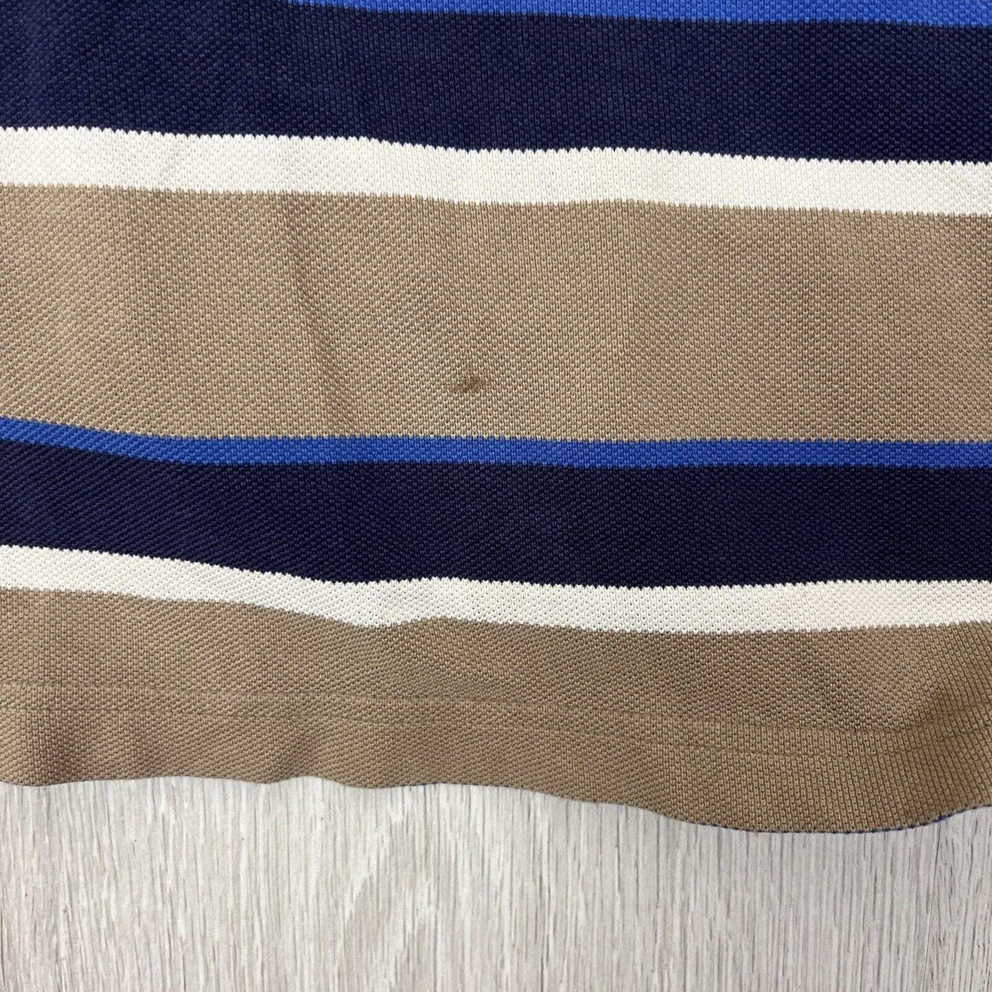 R.M. Williams Mens Striped Polo Shirt Size Large (Lots distress and holes))