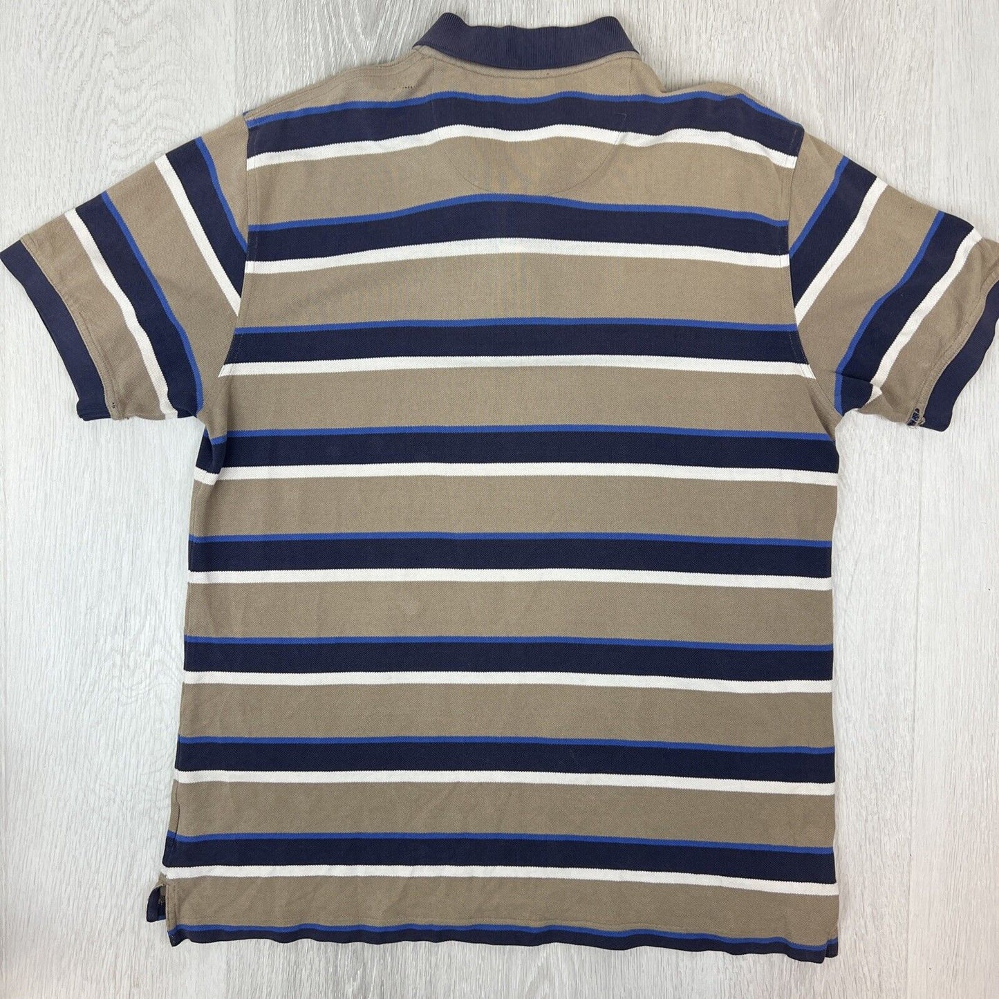 R.M. Williams Mens Striped Polo Shirt Size Large (Lots distress and holes))