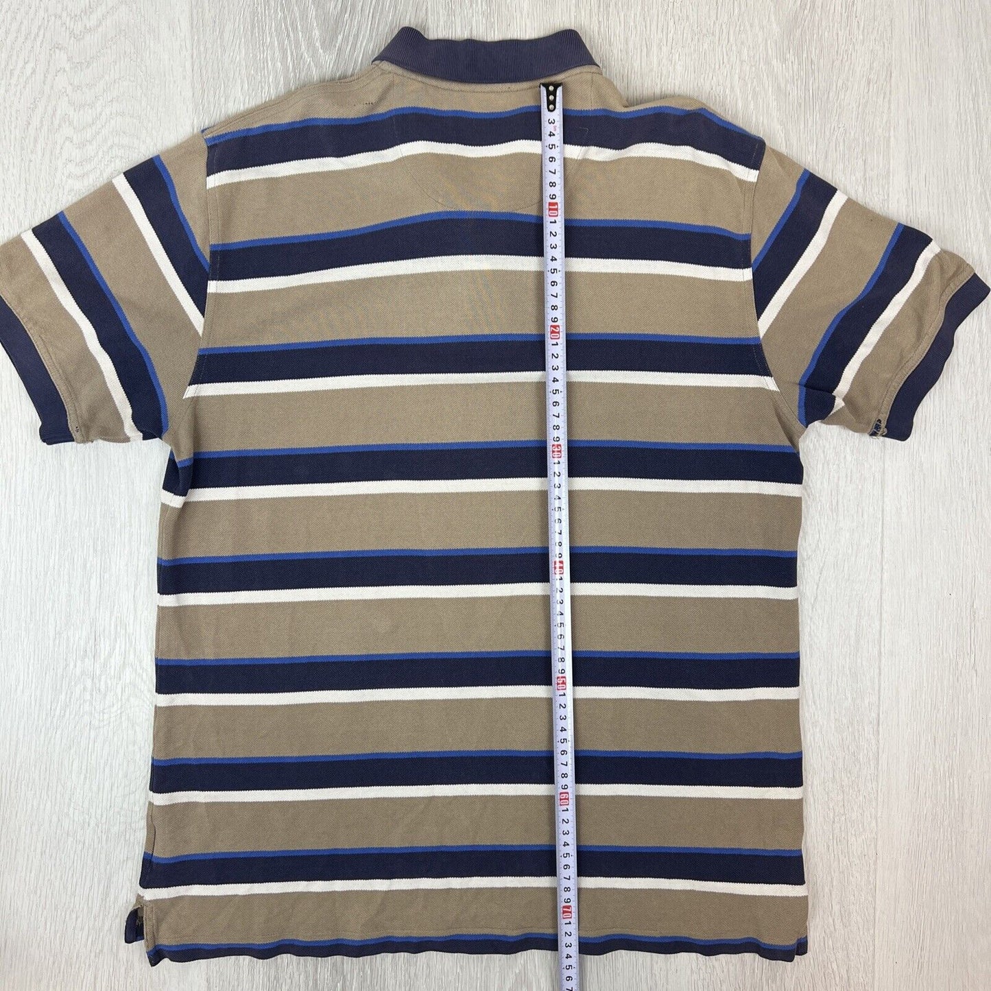 R.M. Williams Mens Striped Polo Shirt Size Large (Lots distress and holes))