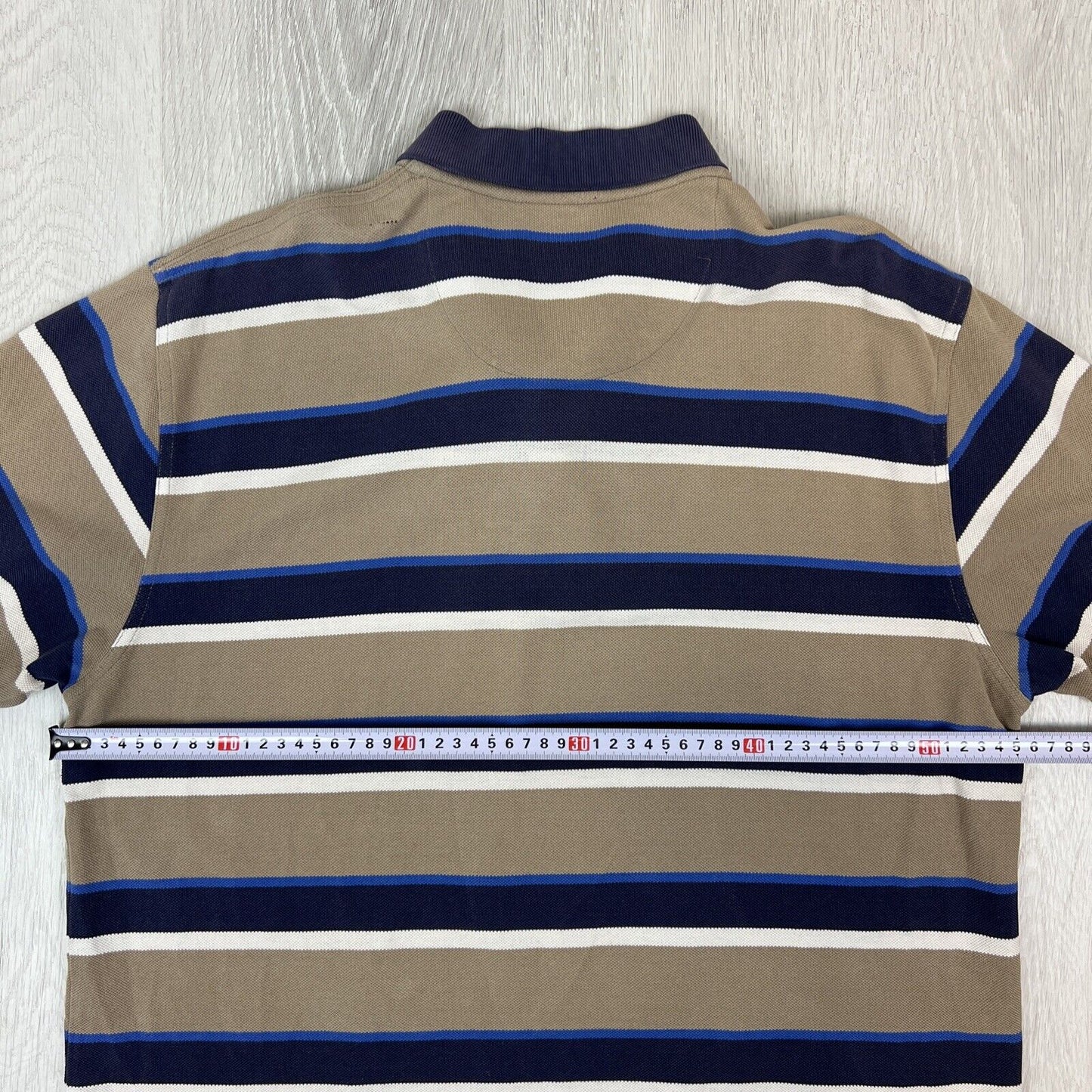 R.M. Williams Mens Striped Polo Shirt Size Large (Lots distress and holes))