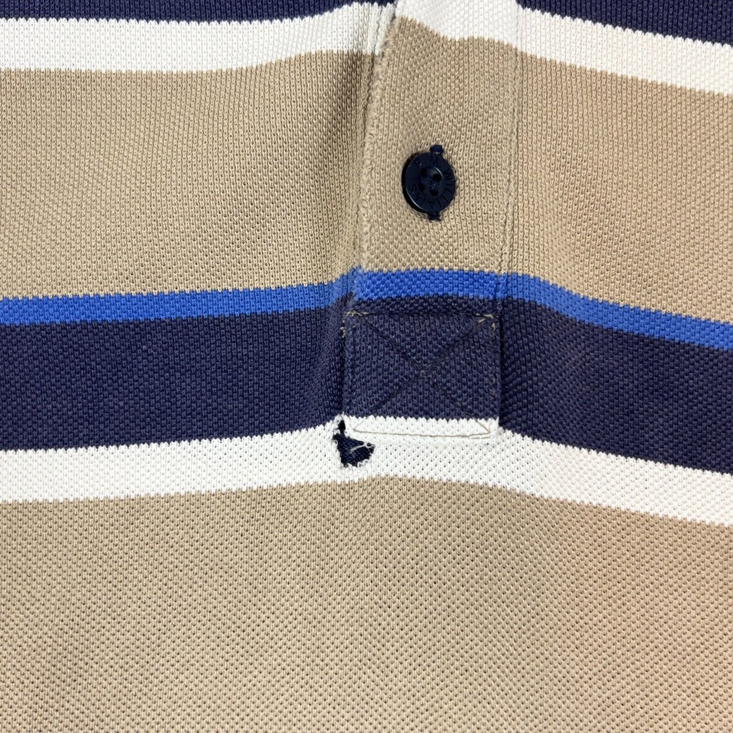 R.M. Williams Mens Striped Polo Shirt Size Large (Lots distress and holes))