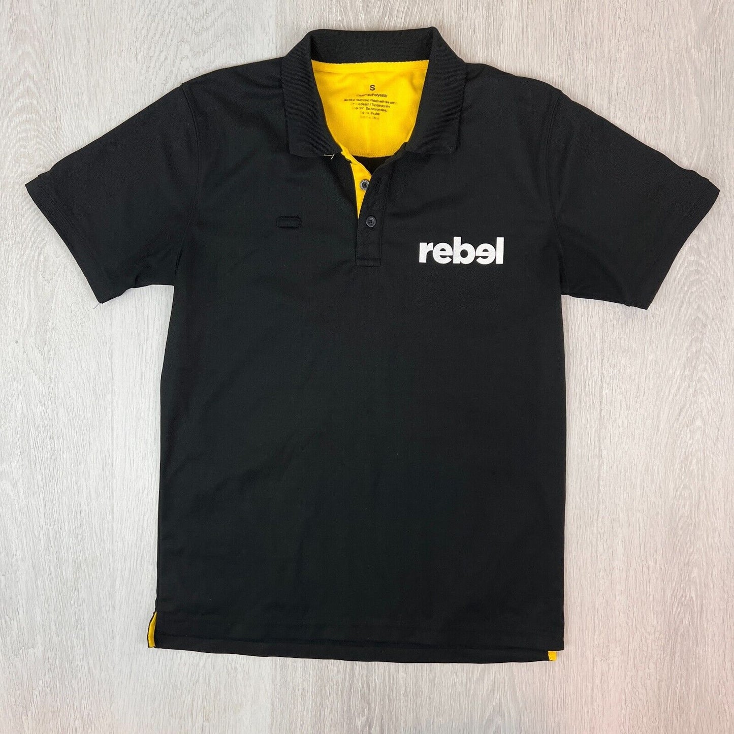 Rebel Sport Mens Black Activewear Uniform Polo Shirt Size Small