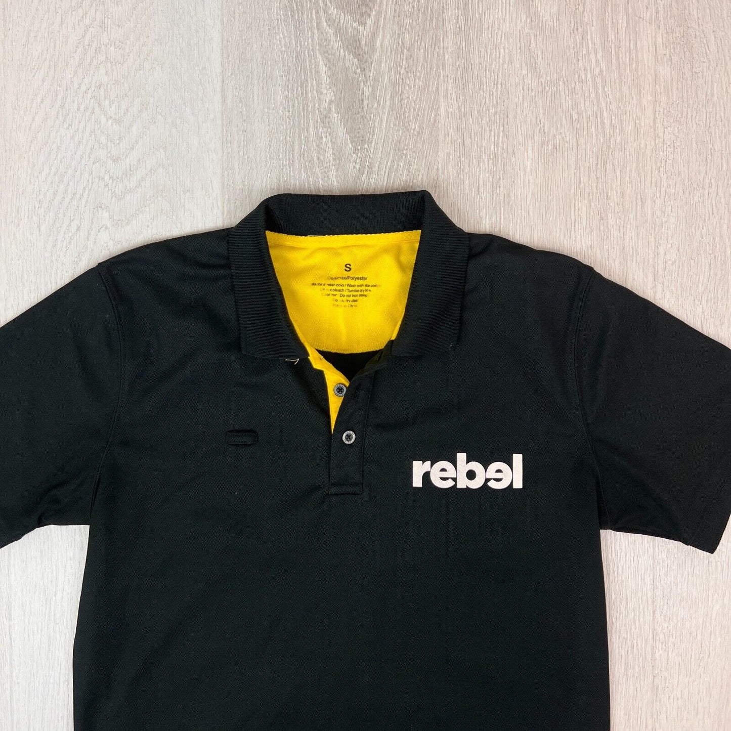 Rebel Sport Mens Black Activewear Uniform Polo Shirt Size Small