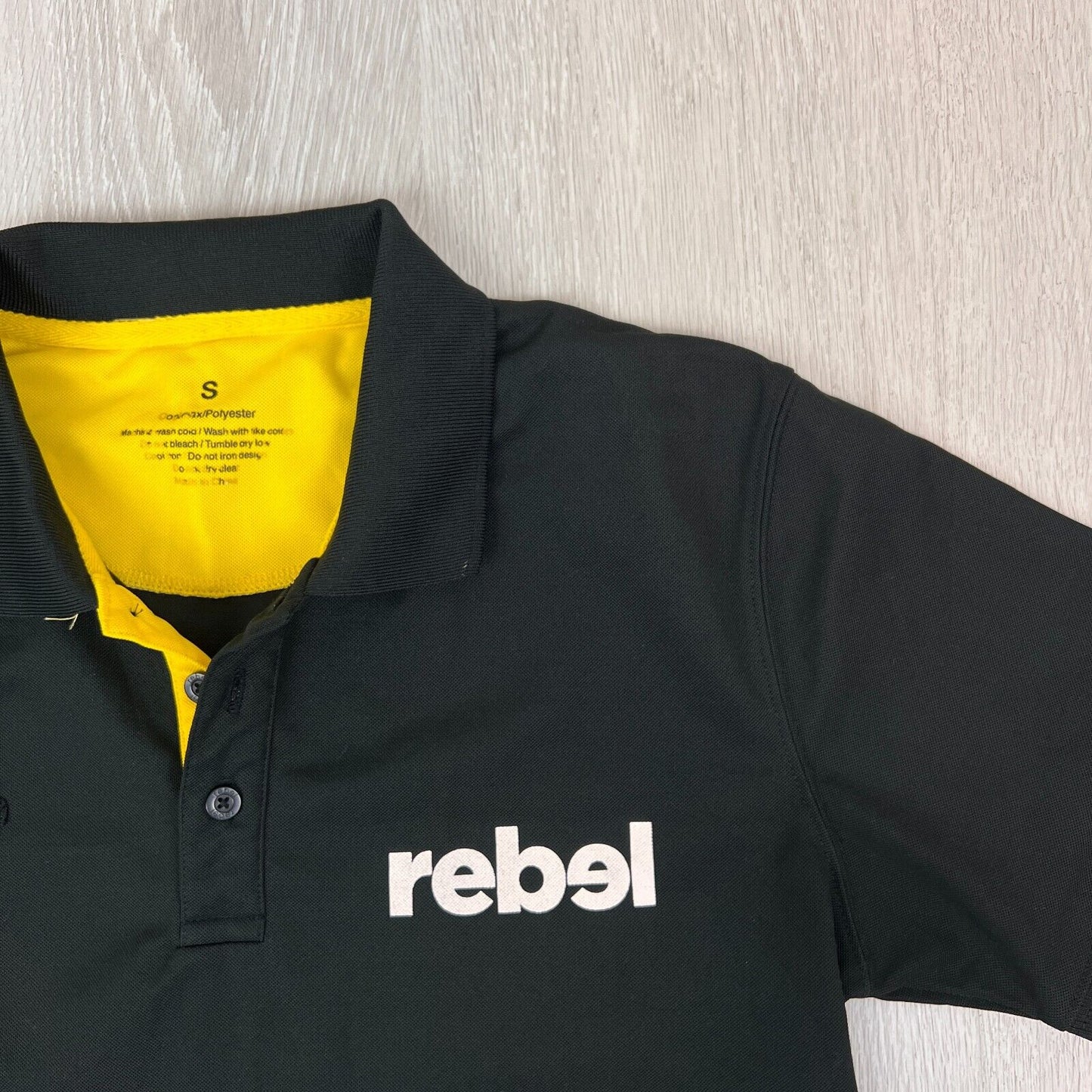 Rebel Sport Mens Black Activewear Uniform Polo Shirt Size Small