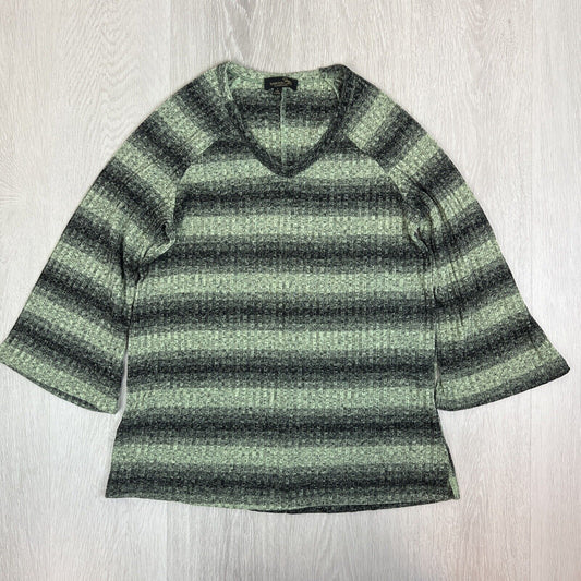 Suzanne Betro Womens Knitted Stripped Green Top Size Large