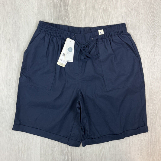 Millers Womens Navy Blue Elastic Waist Cotton Shorts Size 12 (New)