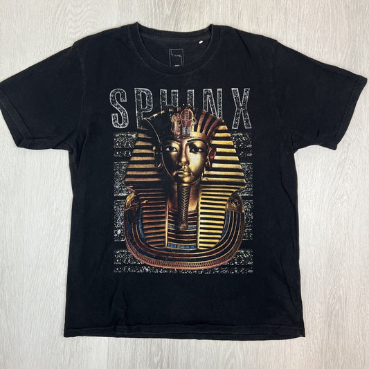 Egypt Tutankhamun Sphinx Mens Black T-Shirt Size Medium