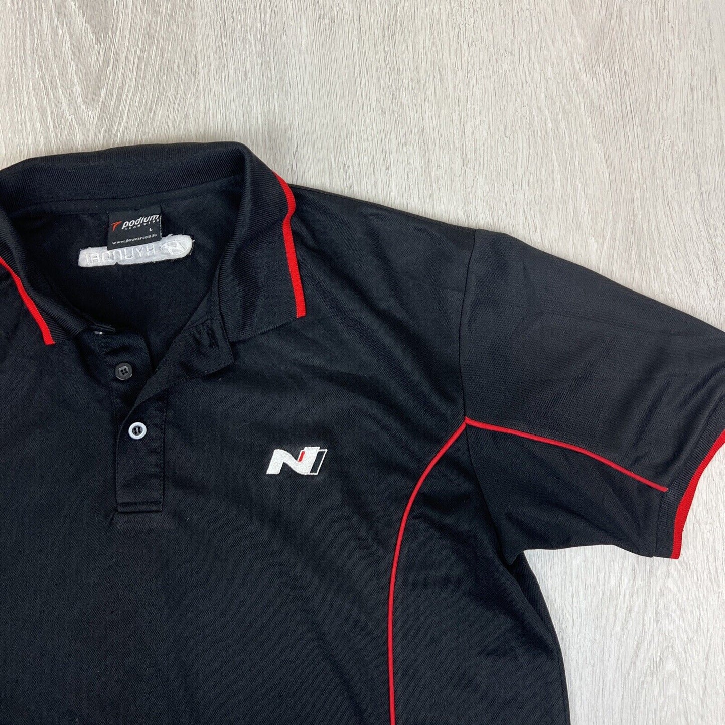 Podium Hyundai N Mens Black Short Sleeve Polo Shirt Size Large