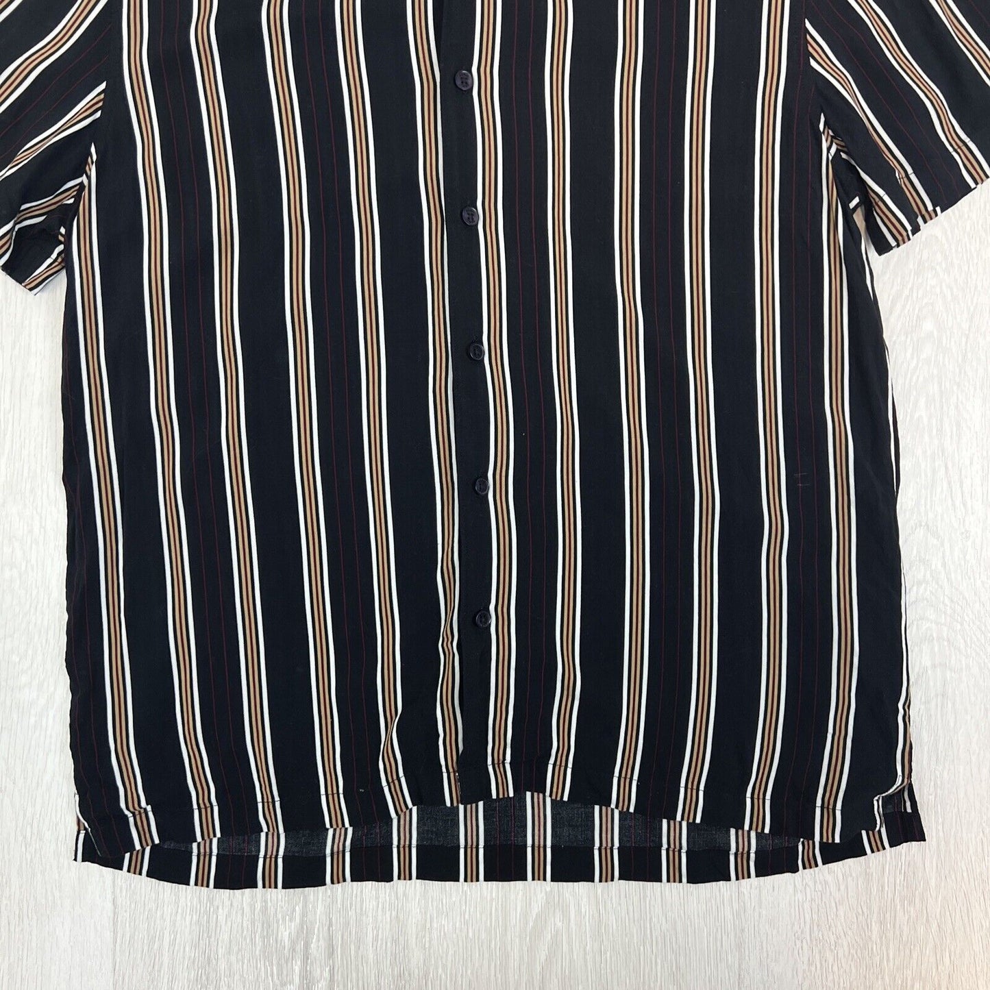 Kenji Mens Striped Casual Short Sleeve Button Up Shirt Size Large