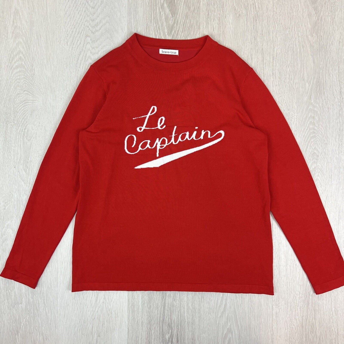 Brave + Soul Red Knitted Pullover Jumper 'Le Captain' Size M approx