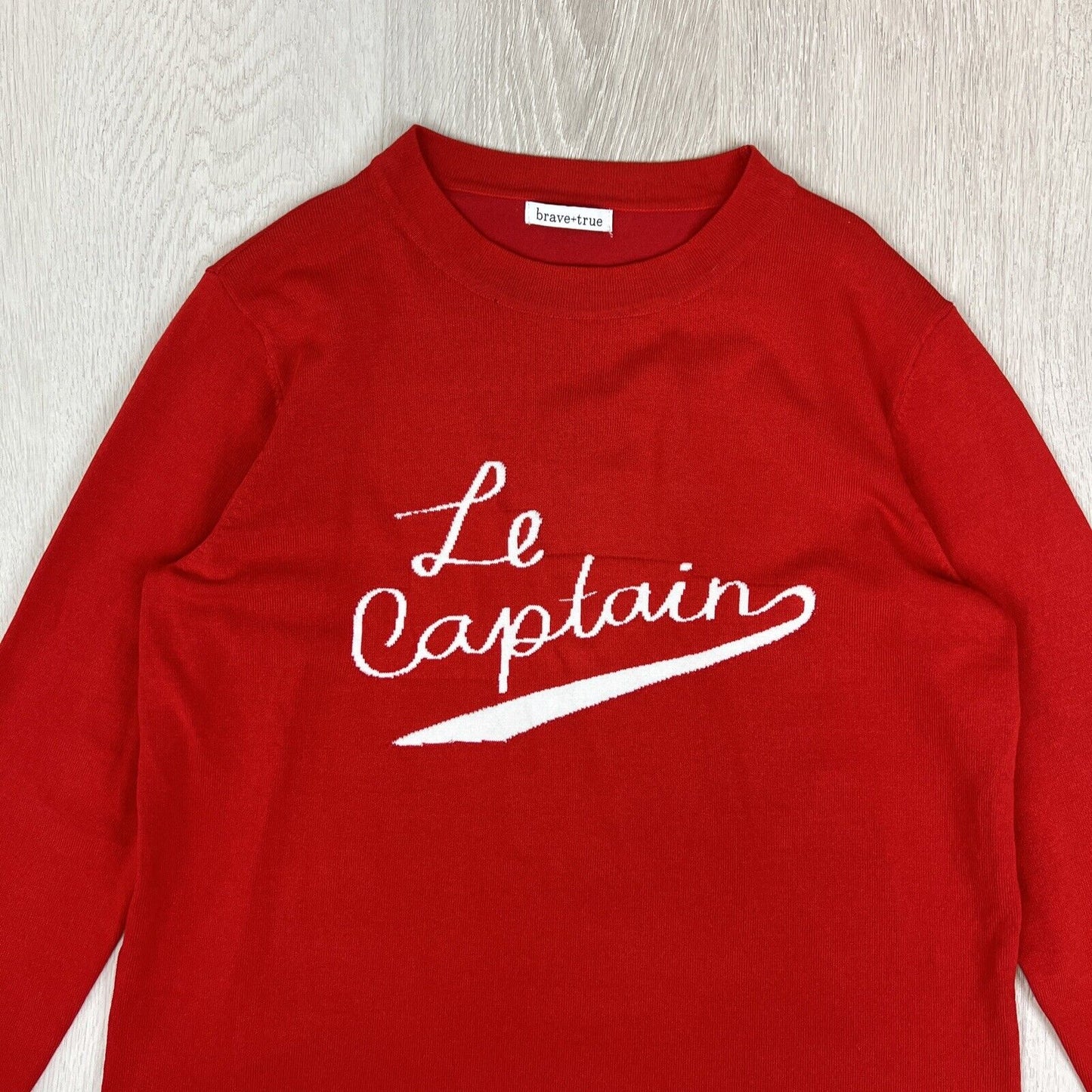 Brave + Soul Red Knitted Pullover Jumper 'Le Captain' Size M approx