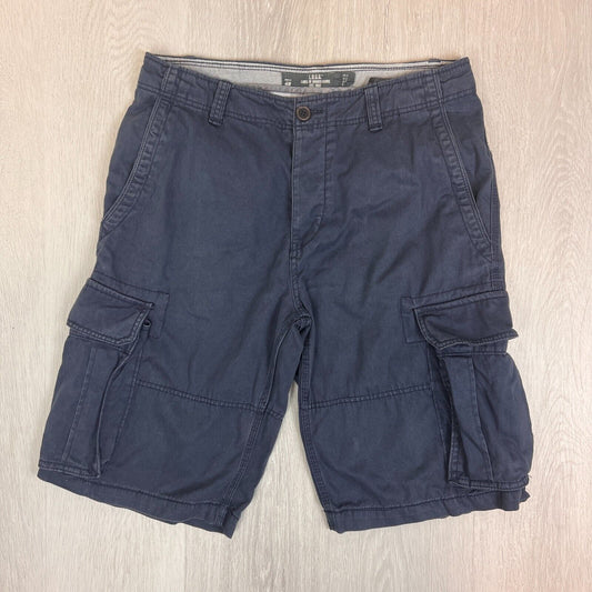 H&M LOGG Mens Navy Blue Cargo Shorts Size 33