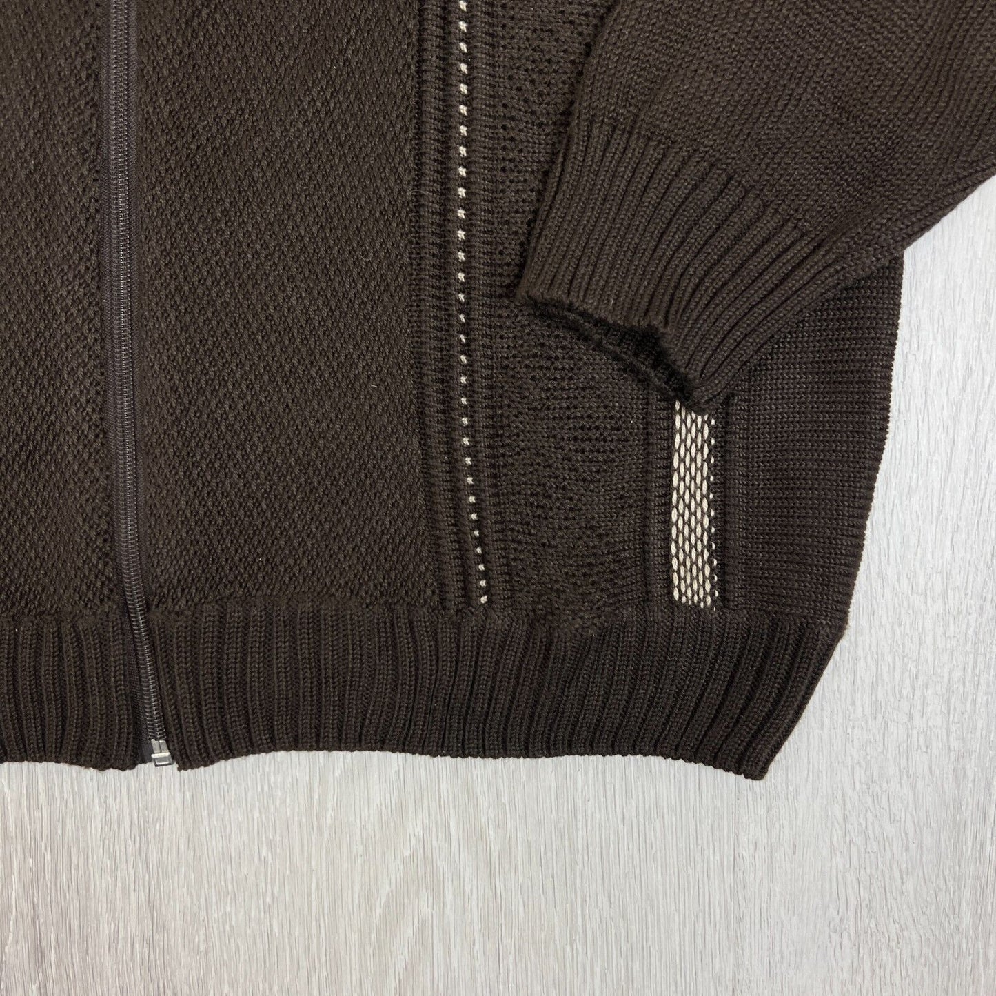 Perizzi Mens Brown Full Zip Knitted Jumper Size Large