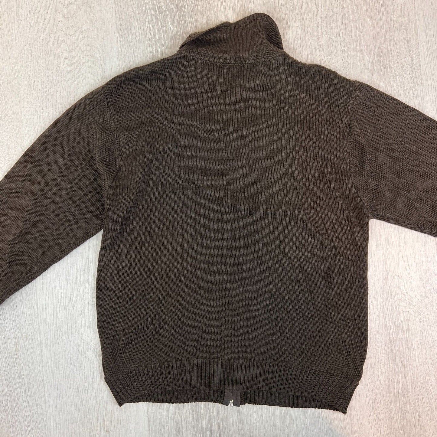 Perizzi Mens Brown Full Zip Knitted Jumper Size Large