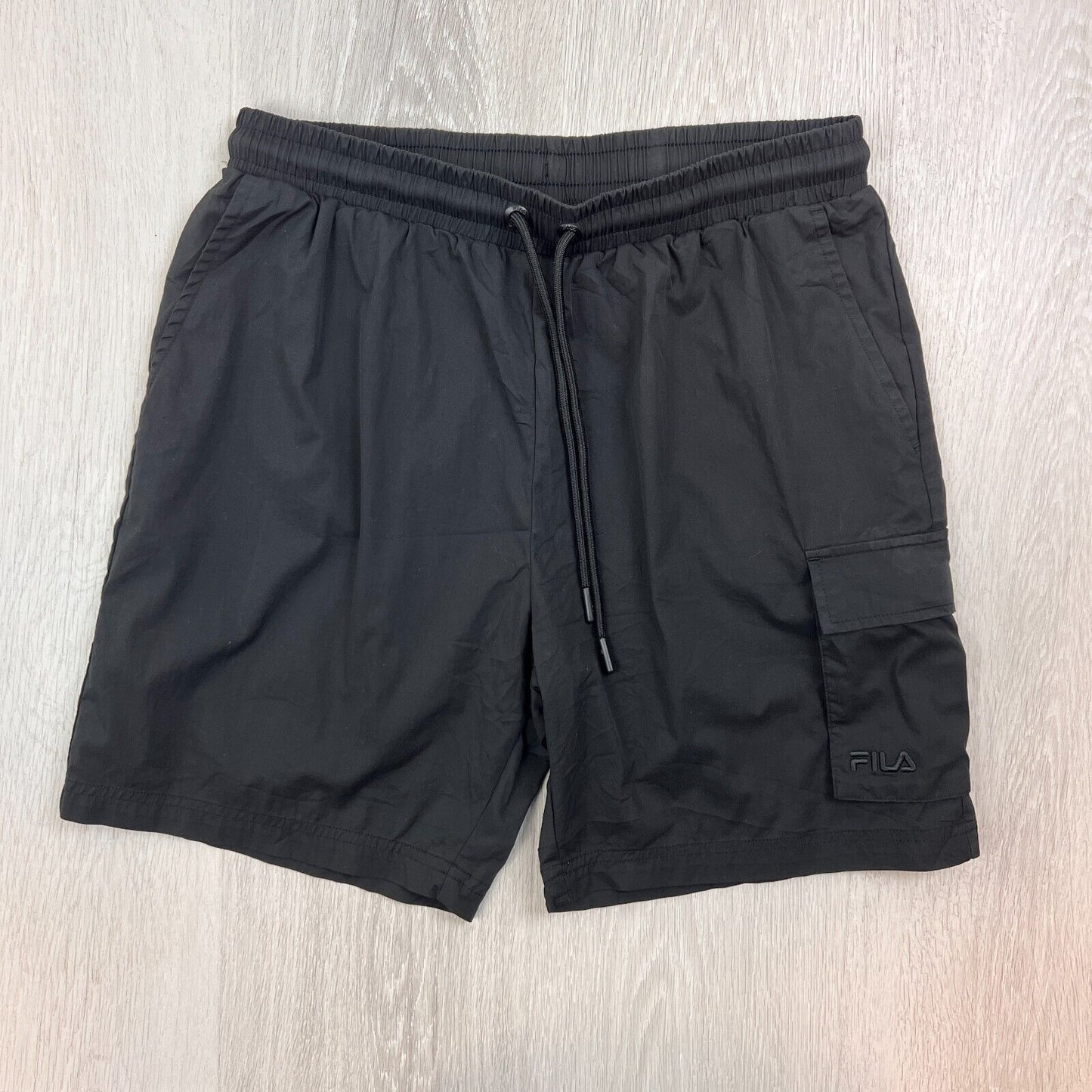 FILA Mens Black Activewear Ahtletic Cargo Pocket Shorts Size Medium