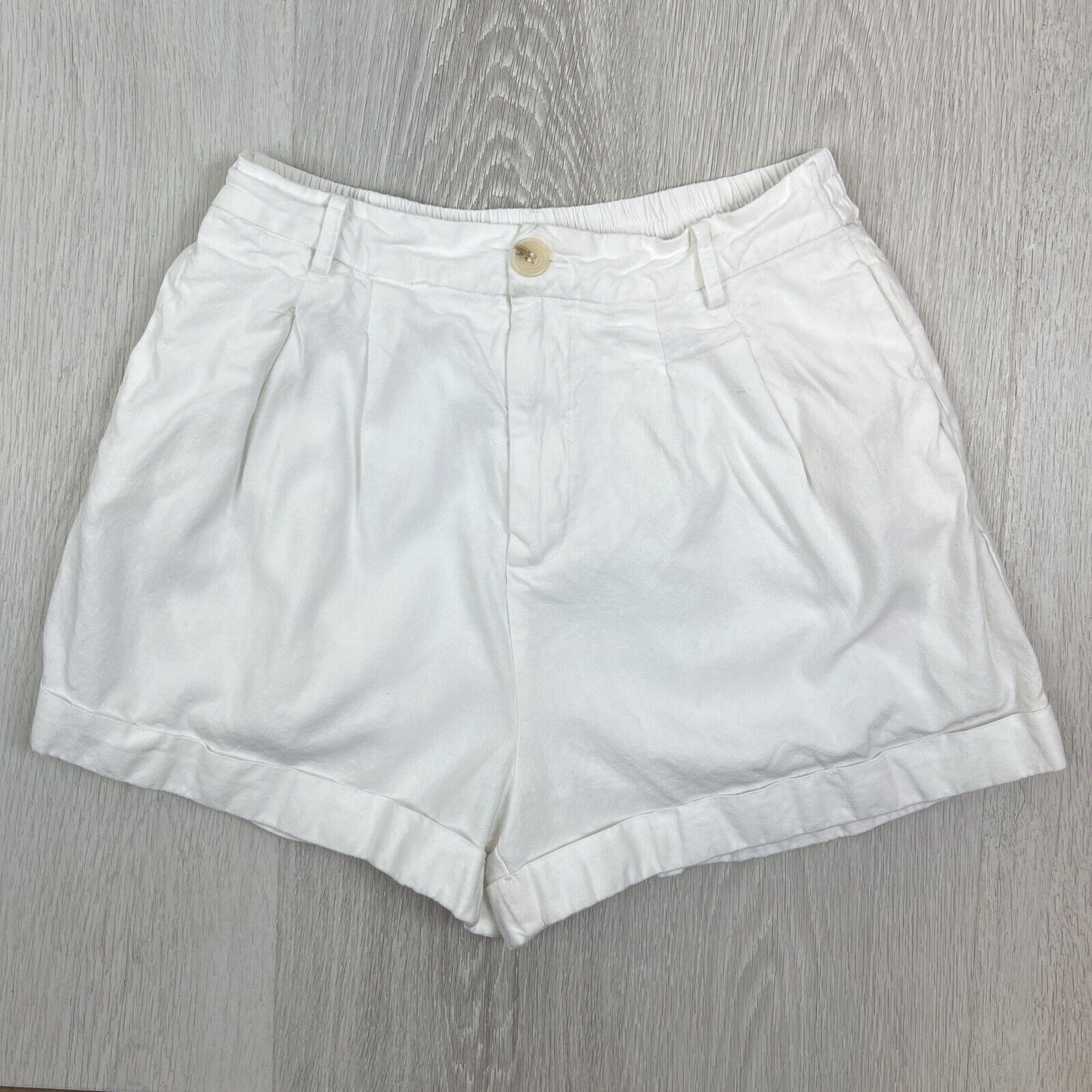 Delilah Womens White Linen Blend Shorts Size 10