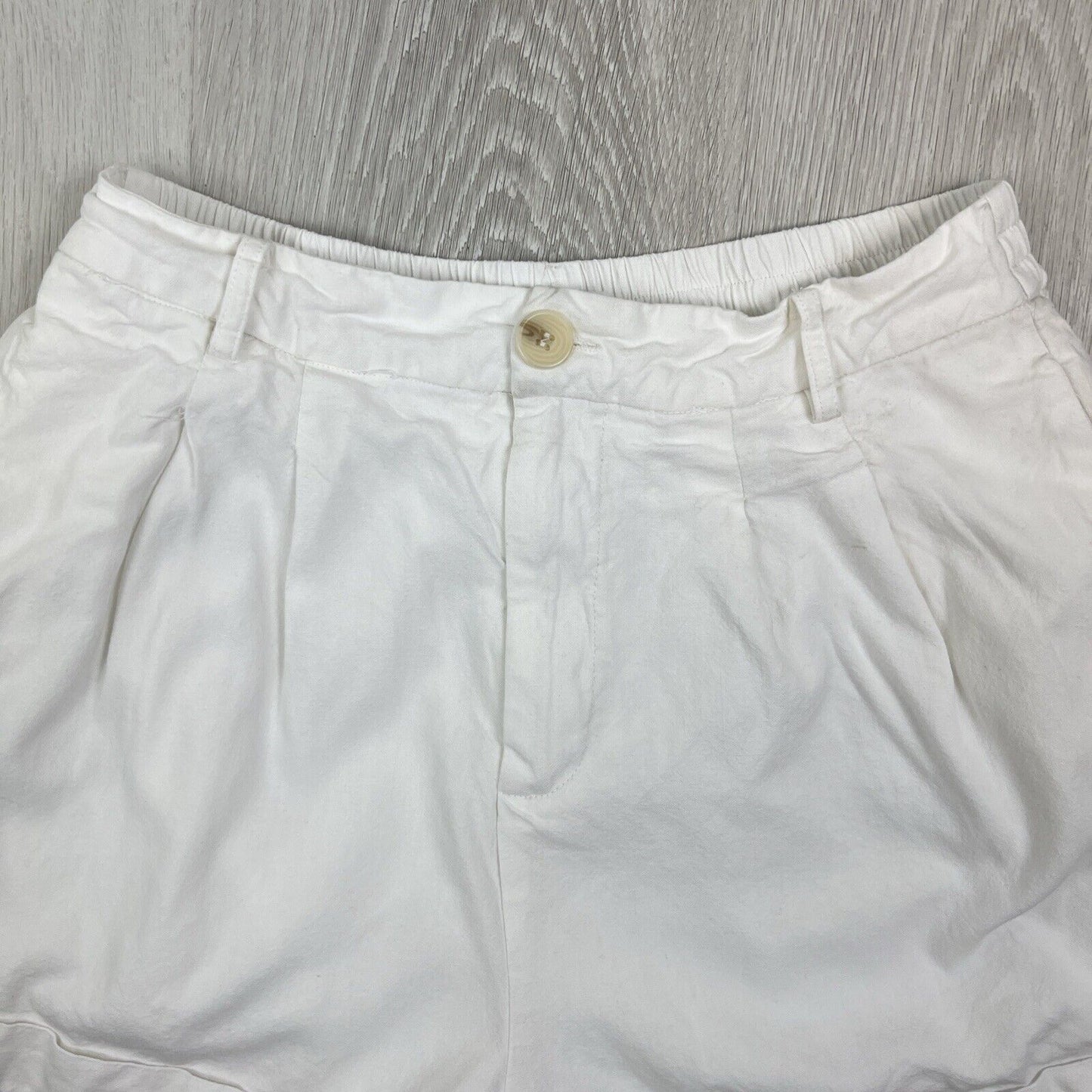 Delilah Womens White Linen Blend Shorts Size 10