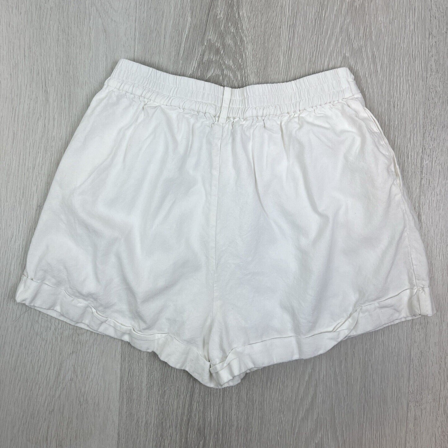 Delilah Womens White Linen Blend Shorts Size 10