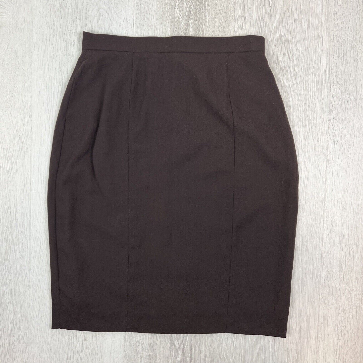 Due Per Due Collection Womens Brown Pencil Straight Skirt Size 8 100% Wool USA