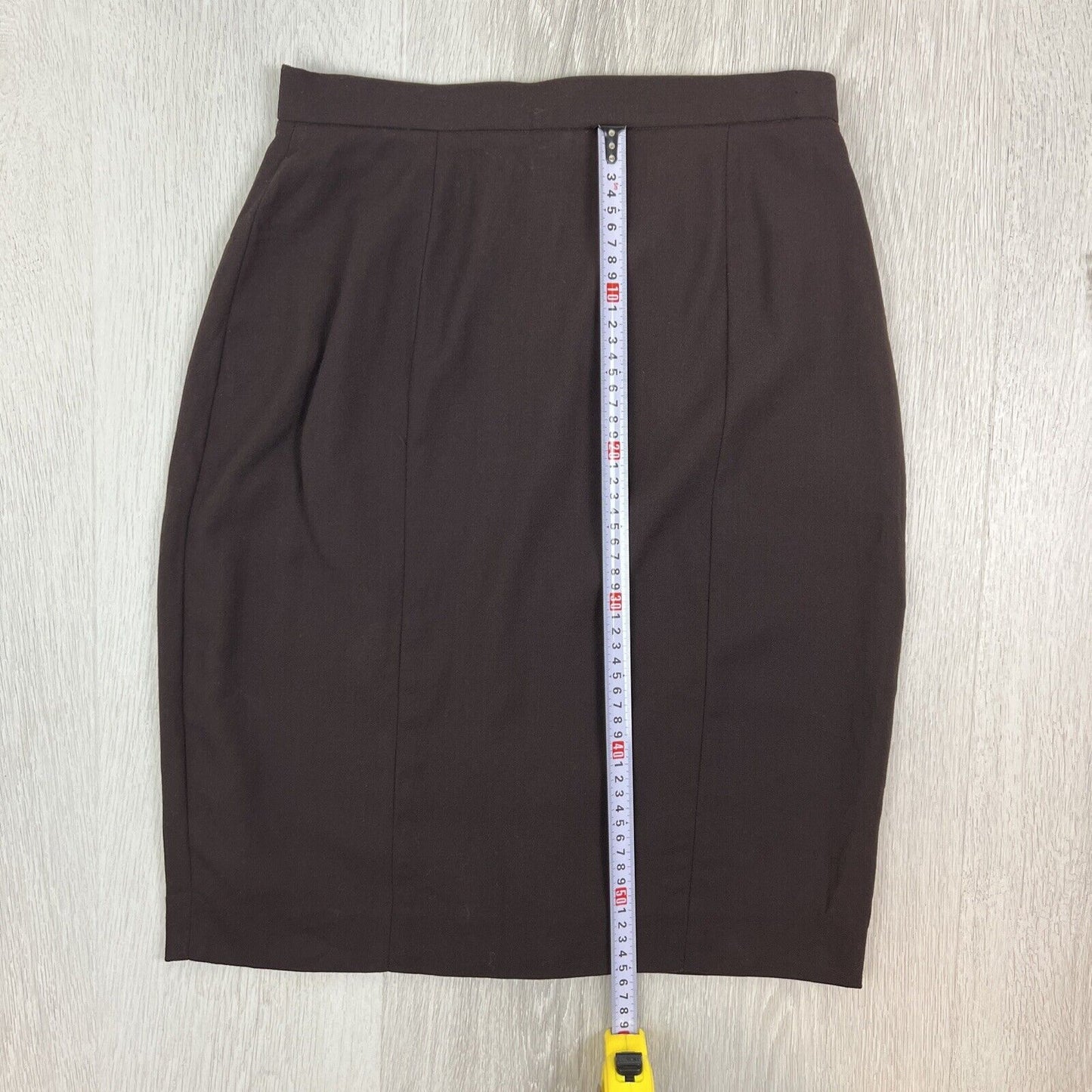 Due Per Due Collection Womens Brown Pencil Straight Skirt Size 8 100% Wool USA