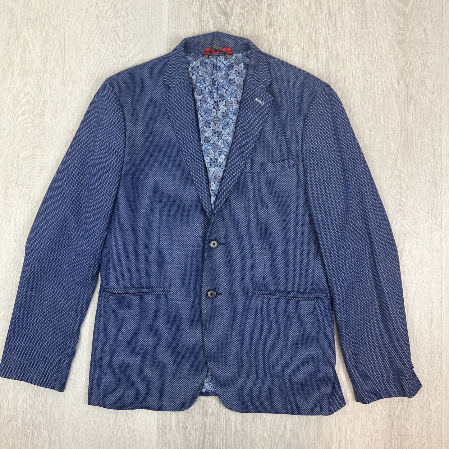 Politix Mens Blue Slim Stretch Suit Jacket Large