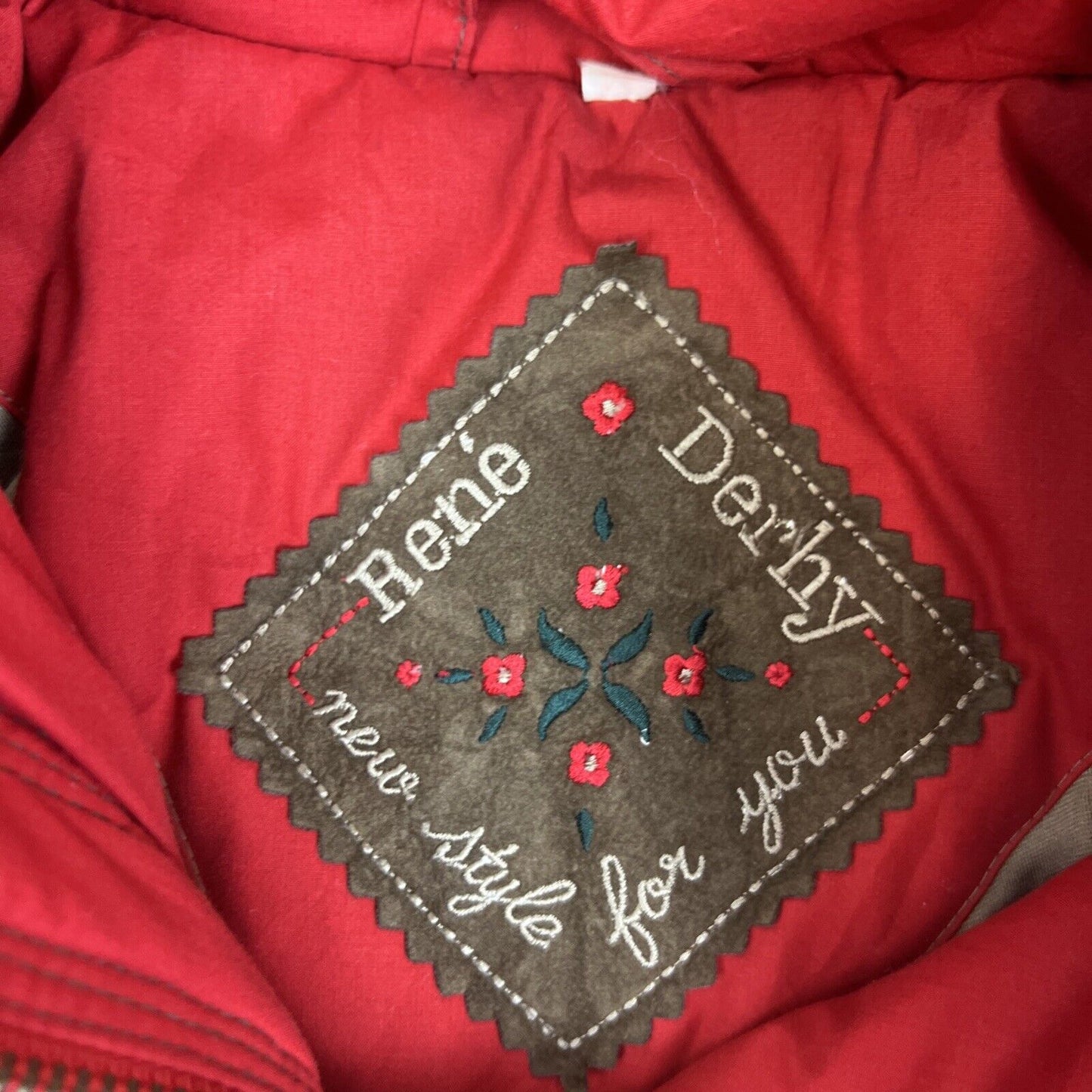 Rene Derhey Womens Red Vintage Full Zip Hooded Jacket Size M