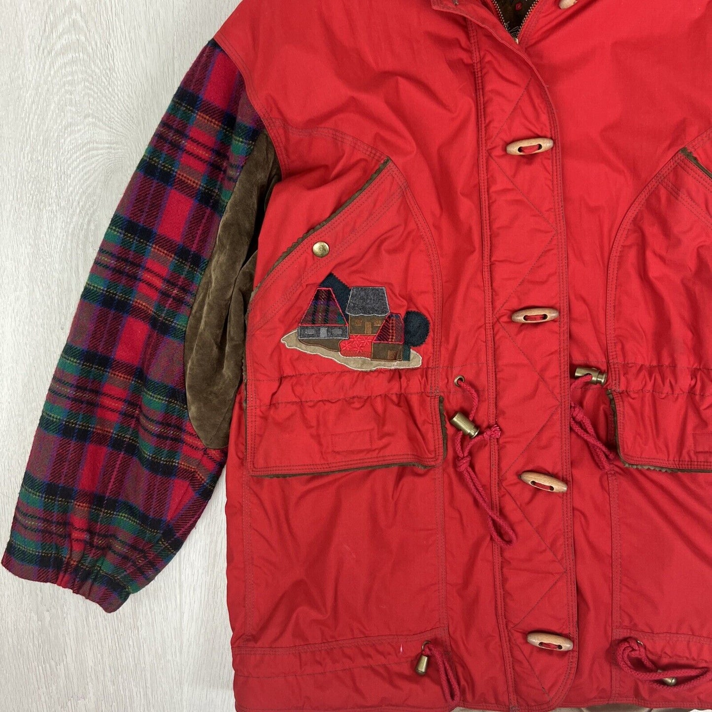 Rene Derhey Womens Red Vintage Full Zip Hooded Jacket Size M