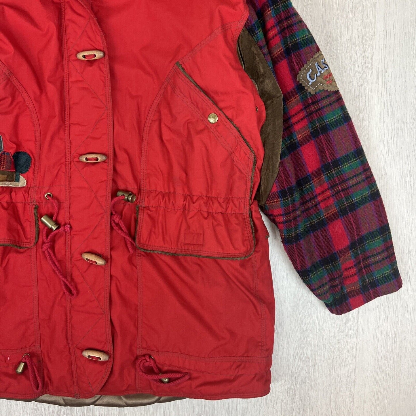Rene Derhey Womens Red Vintage Full Zip Hooded Jacket Size M