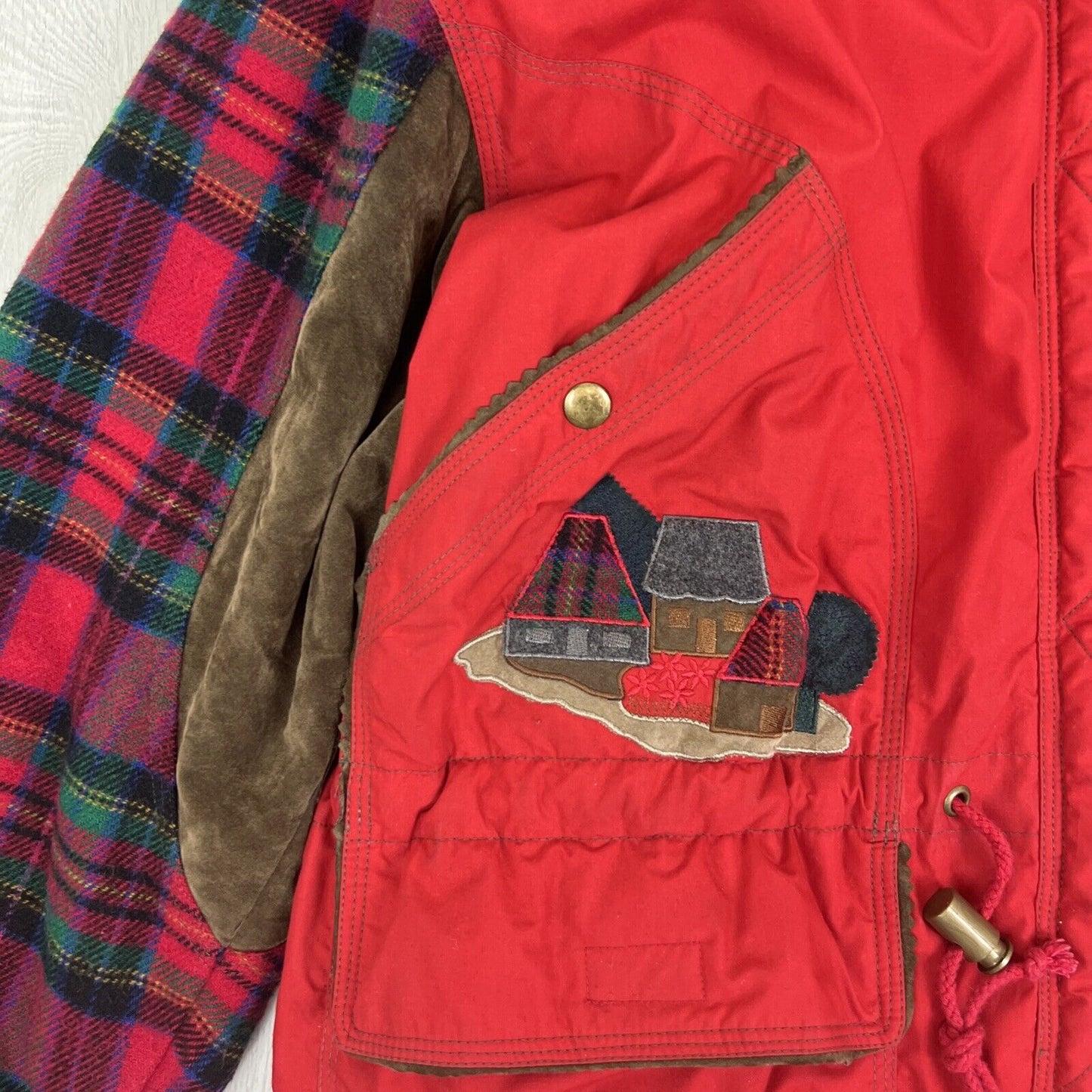 Rene Derhey Womens Red Vintage Full Zip Hooded Jacket Size M