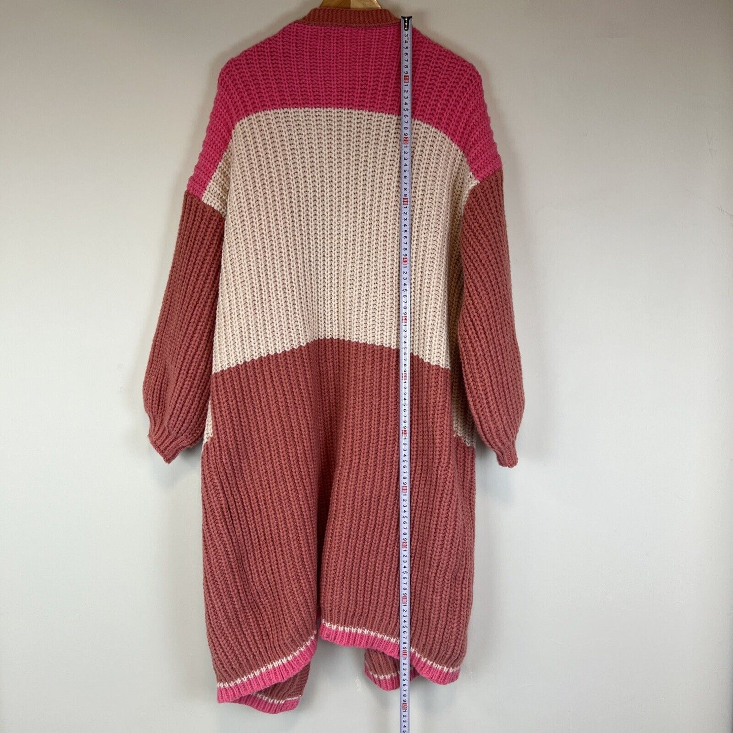 Ebby And I Womens Knitted Long Open Colourblock Cardigan Size S/M