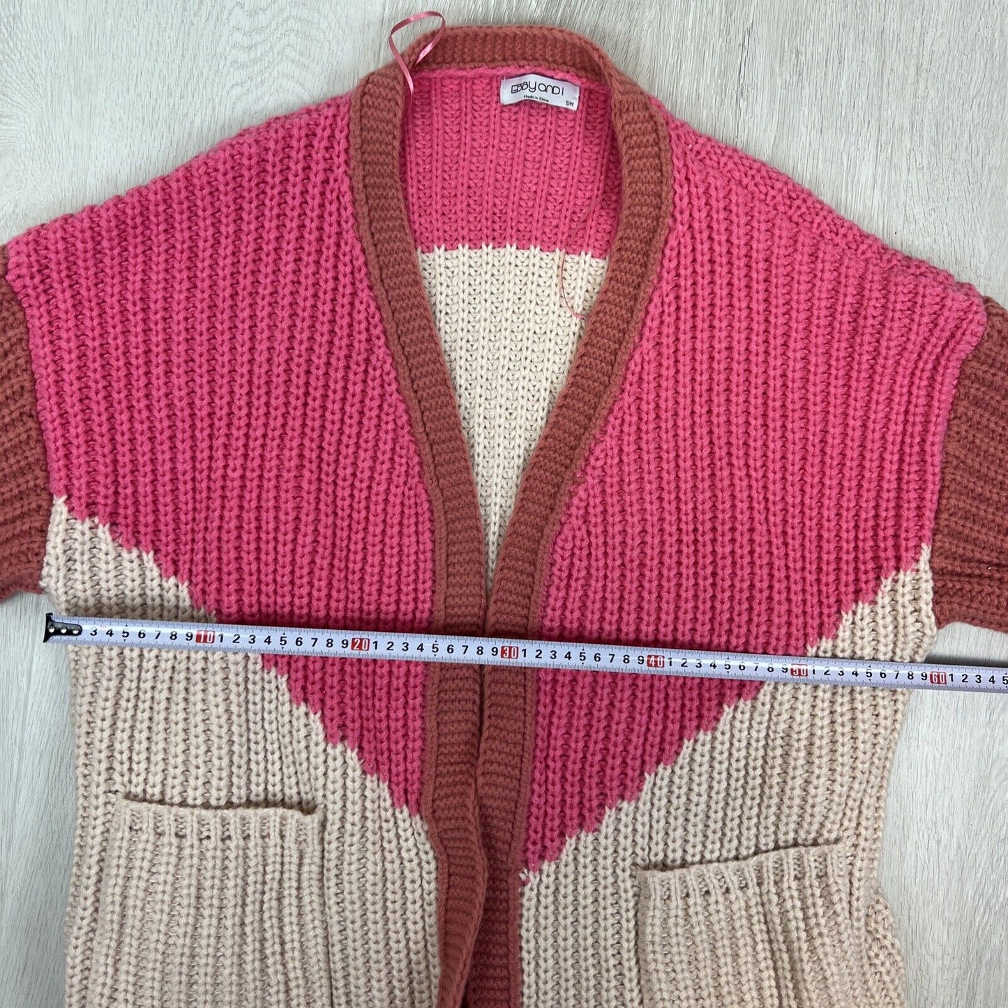 Ebby And I Womens Knitted Long Open Colourblock Cardigan Size S/M