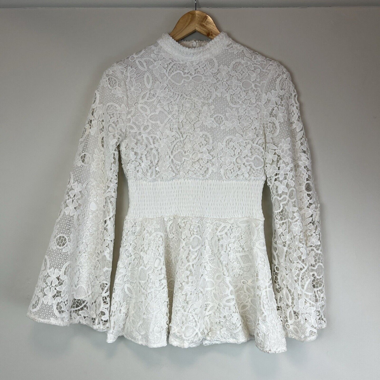 White Soul Womens Whie Lace Mini Dress Long Flared Sleeves Size 6