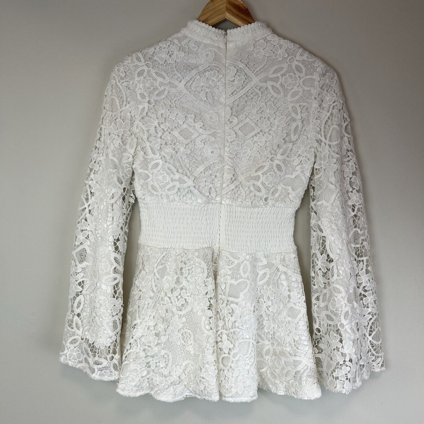 White Soul Womens Whie Lace Mini Dress Long Flared Sleeves Size 6