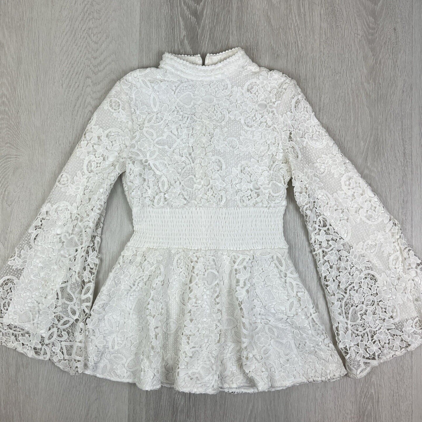 White Soul Womens Whie Lace Mini Dress Long Flared Sleeves Size 6