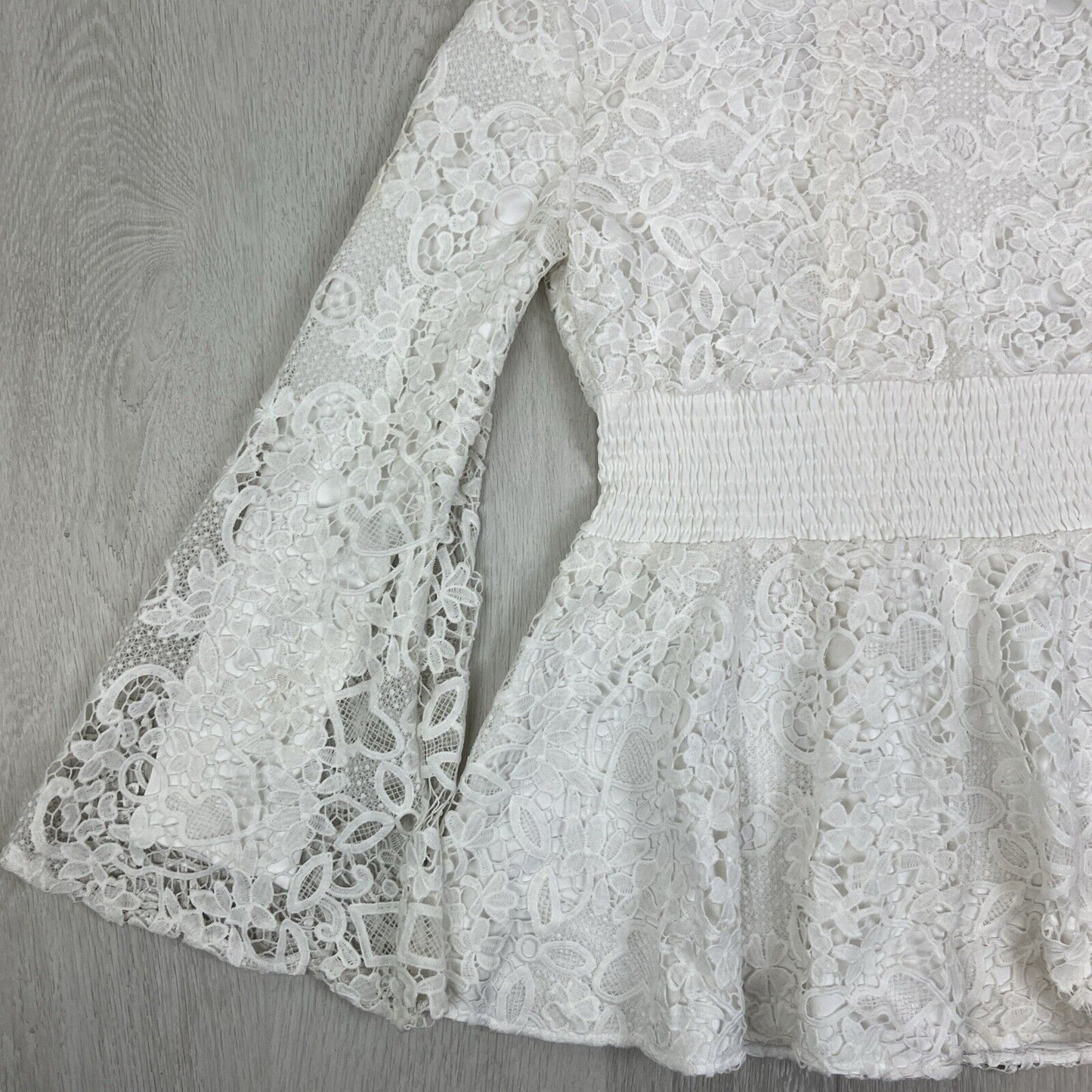 White Soul Womens Whie Lace Mini Dress Long Flared Sleeves Size 6