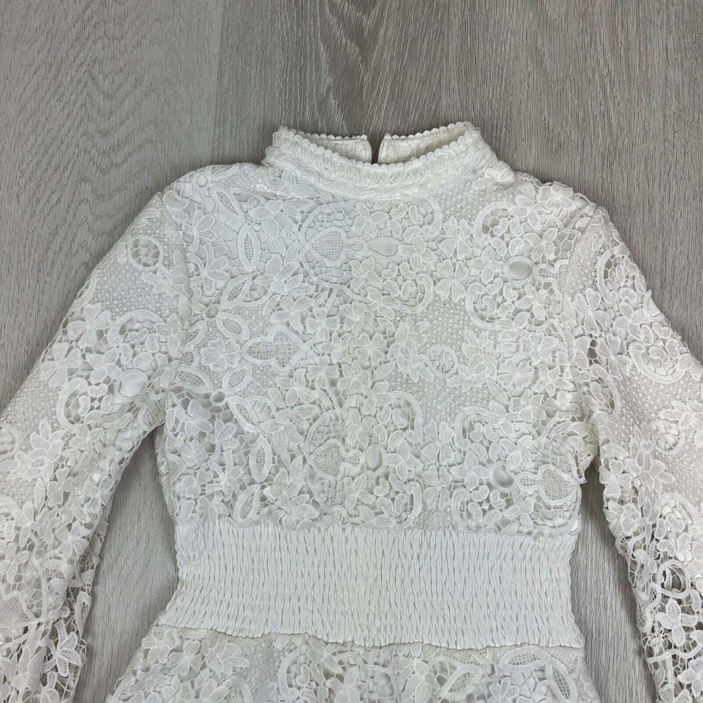 White Soul Womens Whie Lace Mini Dress Long Flared Sleeves Size 6