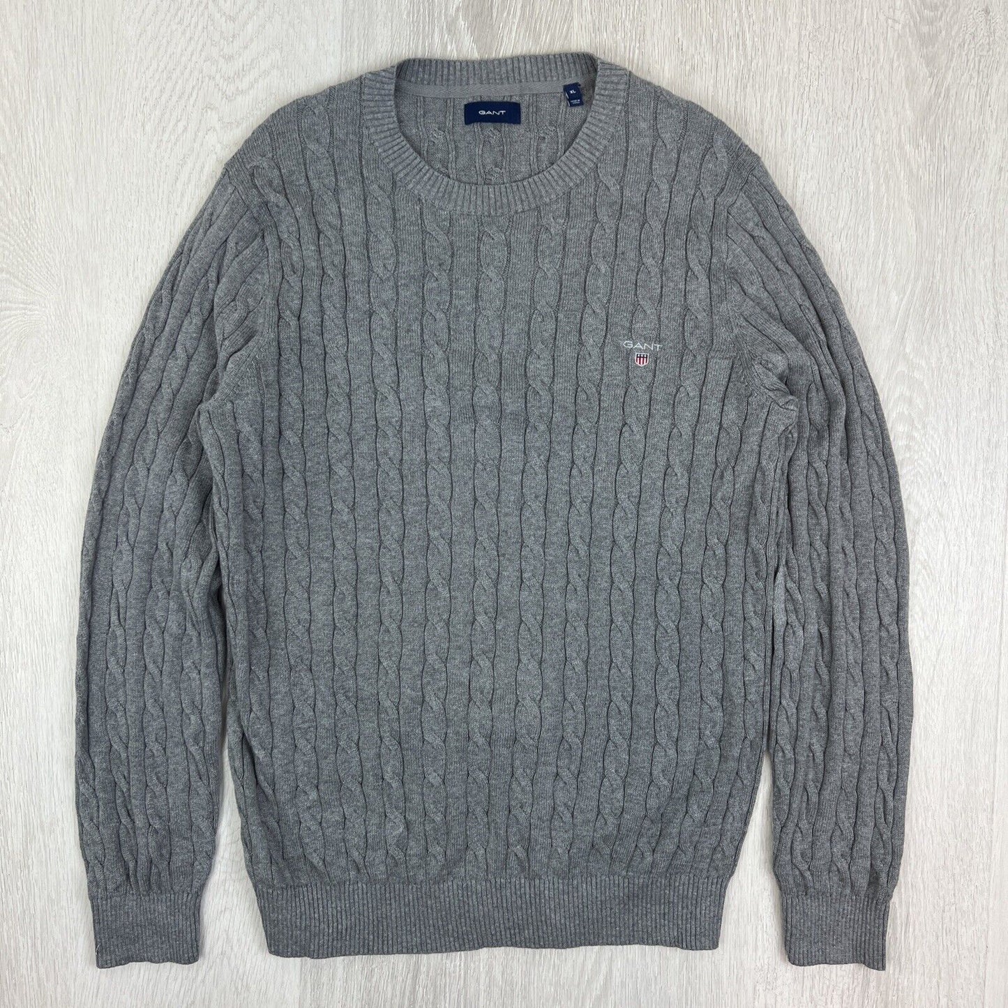 GANT Mens Cable Knit Grey Sweater Jumper Size XL (Damaged)