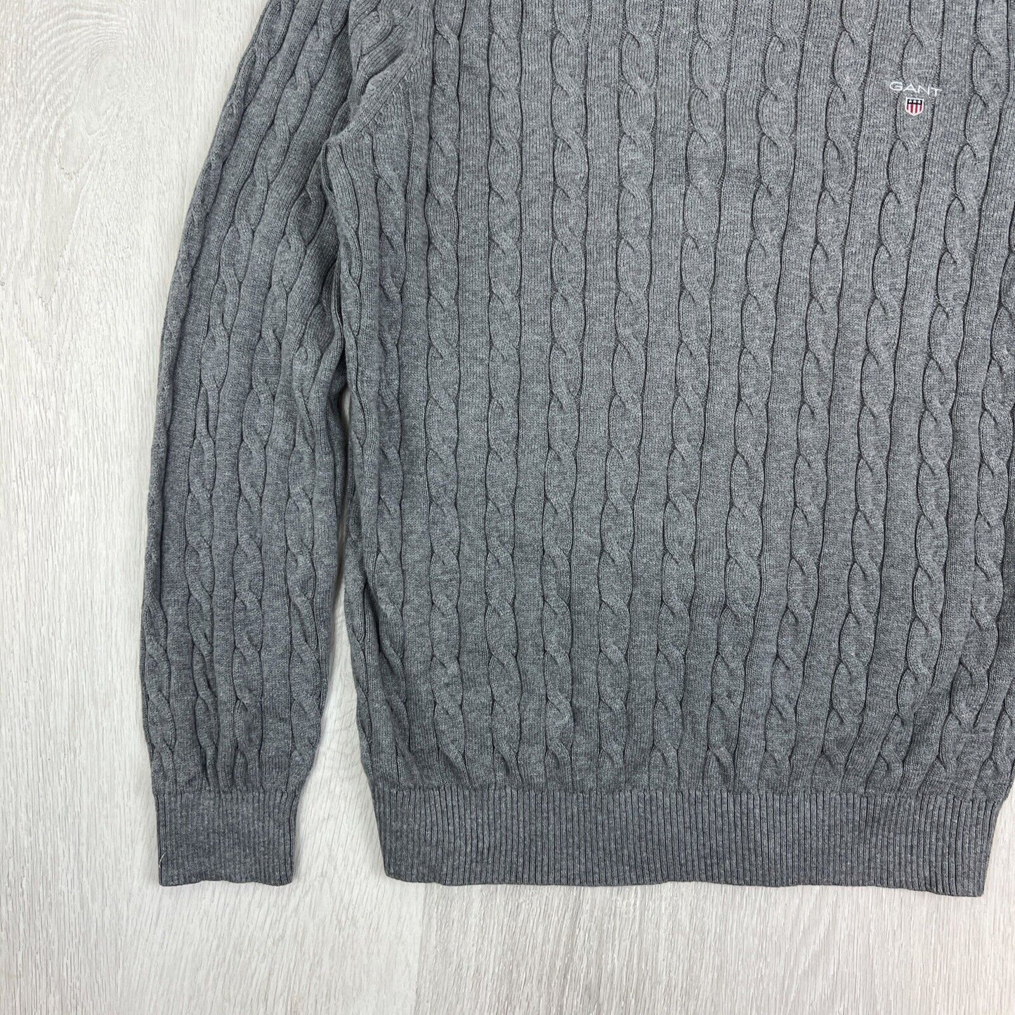 GANT Mens Cable Knit Grey Sweater Jumper Size XL (Damaged)