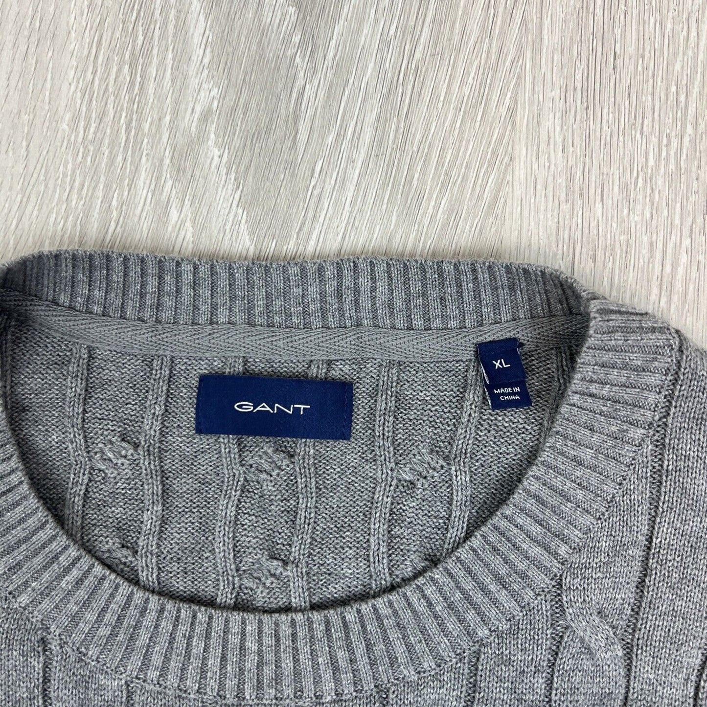 GANT Mens Cable Knit Grey Sweater Jumper Size XL (Damaged)