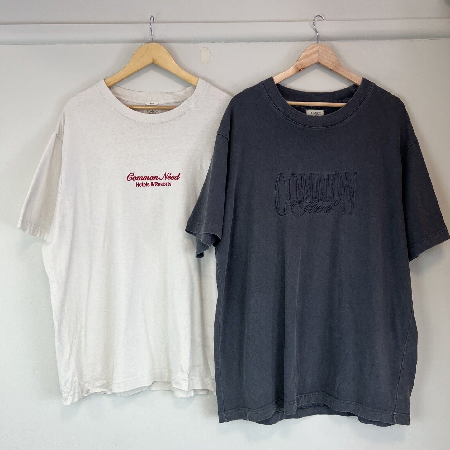Common Need Mens Boxy Fit Embroidered Logo Men T-Shirt Size XL & 2XL (2 Tees)
