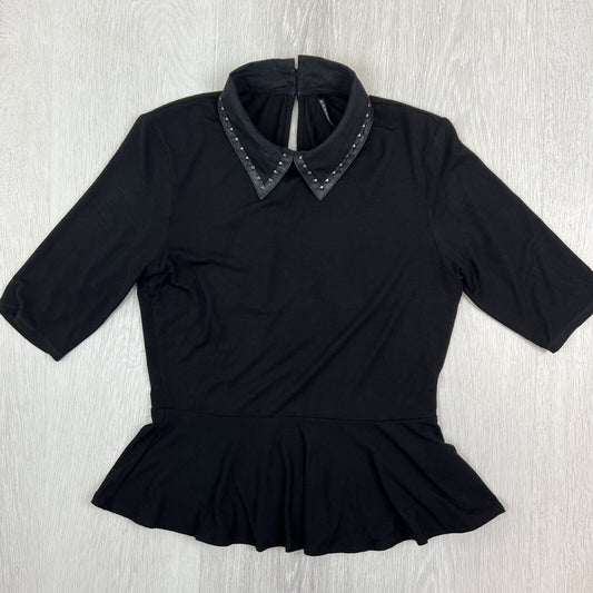 Karen Millen Womens Black Short Sleeve Top Blouse Size 10